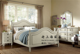 法式美式乡村实木床 欧式白色做旧公主床实木双人床  可定做