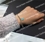 香港代购 Tiffany蒂芙尼 专柜正品 纯银珐琅迷你心形吊坠手链 2色
