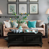 现代美式家具全实木茶几电视柜组合小户型客厅黑色简约欧式咖啡桌