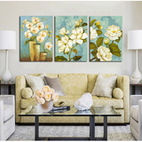 客厅沙发背景墙装饰画植物花卉无框画简约卧室床头壁画栀子花油画