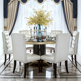 简约后现代餐桌椅组合新古典样板房别墅家具定制 简欧实木圆餐桌