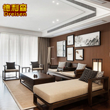 新中式禅意仿古实木沙发组合小户型样板房家具现代简约胡桃木沙发