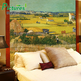 大型壁画墙纸电视背景墙卧室床头墙纸壁纸油画 欧式风格梵高稻田