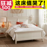 美式实木床 现代简约乡村白色高箱储物1.5m公主床板式双人床1.8米