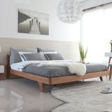 北欧全实木床卧室布艺床现代简约双人床婚床1.8 1.5米日式原木床