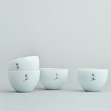 景德镇功夫茶杯陶瓷品茗杯 手绘墨彩白青瓷茶具个人小茶盏杯