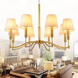 简约欧式全铜吊灯美式乡村复古创意铜灯客厅餐厅卧室布艺吊灯灯具