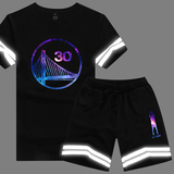 星空T恤反光条短袖裤套装库里30篮球服 艾利斯 罗斯学生训练衣服