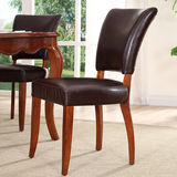 美式实木餐椅  实木皮面餐椅 简约欧式椅子 美式小皮椅休闲椅