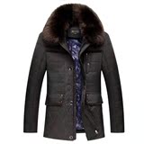 日本购chaox中年男装棉衣中长款中老年冬装外套爸爸装加厚保暖棉