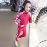 女春秋韩版修身休闲时尚新款三道杠套装运动服学生跑步显瘦简约潮