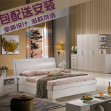 现代双人床1.8米板式床1.5米白色简约储物床气动高箱床板式家具床