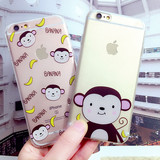 香蕉猴子iPhone6s手机壳 苹果5SE硅胶保护套 6 plus全包软壳萌5S