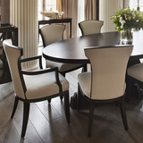 新古典餐桌实木餐桌椅组合欧式餐桌后现代圆桌法式黑色烤漆家具