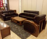 金丝黑胡桃木沙发全实木沙发单双三人组合北美胡桃木客厅家具