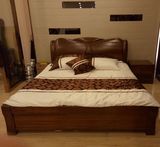 全实木金丝胡桃木床储物高箱床中式高端黑胡桃床1.5 1.8米婚床