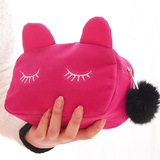 韩国可爱猫咪大容量化妆包小号便携手拿旅行洗漱包女士布艺收纳包