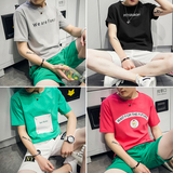 夏季短袖t恤男 韩版男装修身半截袖圆领衫日系五分中袖男纯棉潮牌