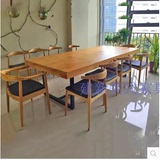 美式小户型铁艺餐桌简约现代办公桌子实木会议桌长方形桌椅组合