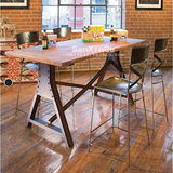 美式整装长方形铁艺实木复古餐桌椅饭桌北欧仿古做餐厅办公桌大班