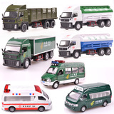 合金玩具邮政车救护车警车箱货玩具卡车货车快递运输声光回力玩具