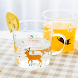 森林物语。日式和风动物水杯 高硼硅耐热玻璃杯子 zakka 创意茶杯
