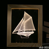 北欧宜家 创意原木相框LED 3D亚克力小夜灯台灯礼品生日礼物新品