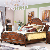 美式实木床 美式乡村床 主卧床 欧式雕花实木床1.8米双人床 1.5