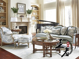 美式乡村沙发三人实木雕花布艺沙发做旧欧式客厅组合沙发定制