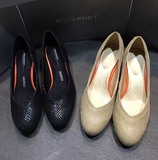 2016春季新款ROCKPORT女鞋羊皮浅口圆头中跟粗跟单鞋白宫鞋工作鞋