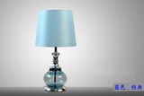 新欧式奢华水晶台灯现代简约卧室床头灯美式蓝色时尚经典玻璃台灯