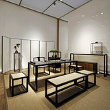 新中式实木兔漆现代茶台组合功夫茶桌椅组合茶楼会所家具可定制