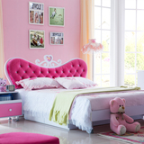 儿童床女孩公主床单人床 粉色欧式青少年小孩抽屉床 卧室套房家具