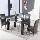 现代简约创意餐桌椅组合宜家餐台小户型钢化玻璃黑色办公桌6人