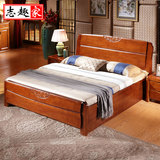全实木床1.8米现代简约中式储物高箱床1.5M双人高档橡胶橡木婚床