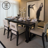 新中式餐桌椅组合水曲柳实木圆桌餐桌餐厅样板房别墅会所家具定制