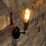 LOFt美式乡村工业风创意复古怀旧小铁笼铁艺壁灯餐厅过道酒吧壁灯