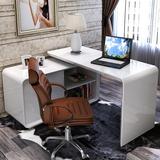 家用时尚电脑桌 现代简约台式旋转转角白色烤漆书桌书架书柜组合
