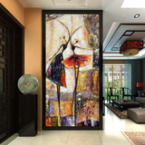 定制走廊玄关壁画客厅欧式3d抽象艺术油画芭蕾舞女孩浮雕壁纸墙纸