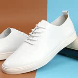 英伦风夏季日常休闲皮鞋白色男鞋子潮流修身软面透气时尚小白板鞋