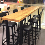 美式LOFT铁艺实木餐桌星巴克咖啡厅桌椅组合酒吧复古吧台桌长桌
