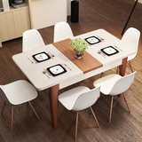 餐桌椅组合6 4人伸缩折叠实木小户型餐桌现代简约多功能饭桌