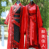 特价古代唐装汉服直裾曲裾男女情侣古装汉代结婚礼服中式婚礼服装