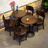 咖啡厅桌椅 茶餐厅西餐厅桌椅 小吃甜品奶茶店实木餐桌椅组合批发
