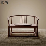 新中式老榆木免漆禅意圈椅明式茶椅打坐椅禅椅喝茶主人椅家具组合