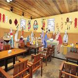 中式复古传统工艺饮食墙纸壁纸饮食餐厅火锅米线冒菜环保大型壁画
