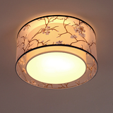 现代新中式led吸顶灯圆形正方形复古印花家用房间主卧室客厅灯具