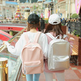 包邮韩国代购新款少女背包双肩包学生包亮色书包纯色闺蜜双肩背包