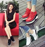 赵丽颖同款鞋子2016秋季新款韩版高跟鞋女单鞋系带坡跟厚底松糕鞋