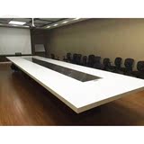 白色烤漆钢木会议桌简约现代 时尚洽谈桌创意开会桌办公条桌